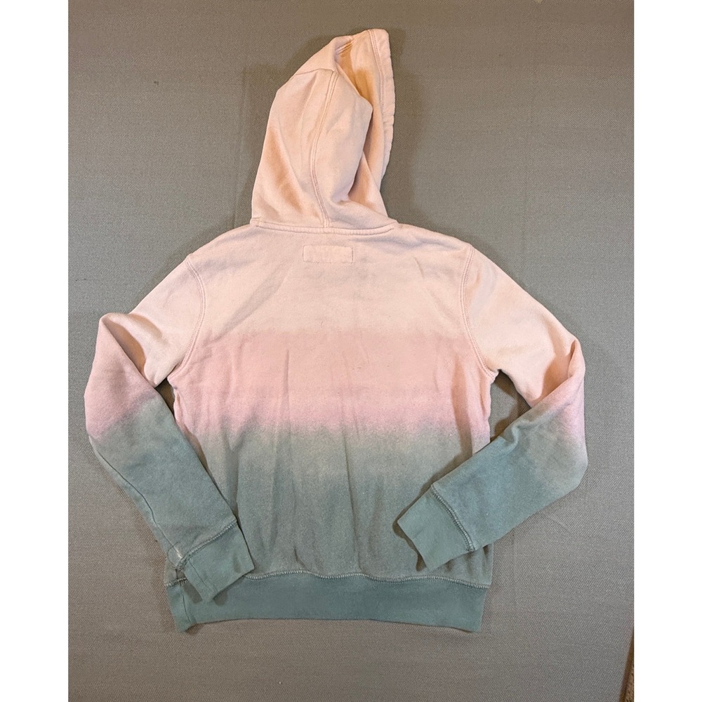 Abercrombie Kids Pink Teal Ombre Logo Pullover Hoodie Sweatshirt Size 11/12 - Picture 3 of 5